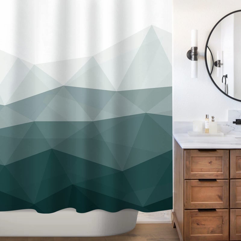 Sunlit Designer Shower Curtain, Popular Shower Curtain, Ombre Dark Green Fabric Shower Curtains for Bathroom Decor, Contemporary Bathroom Curtains, Dark Green - Image 4